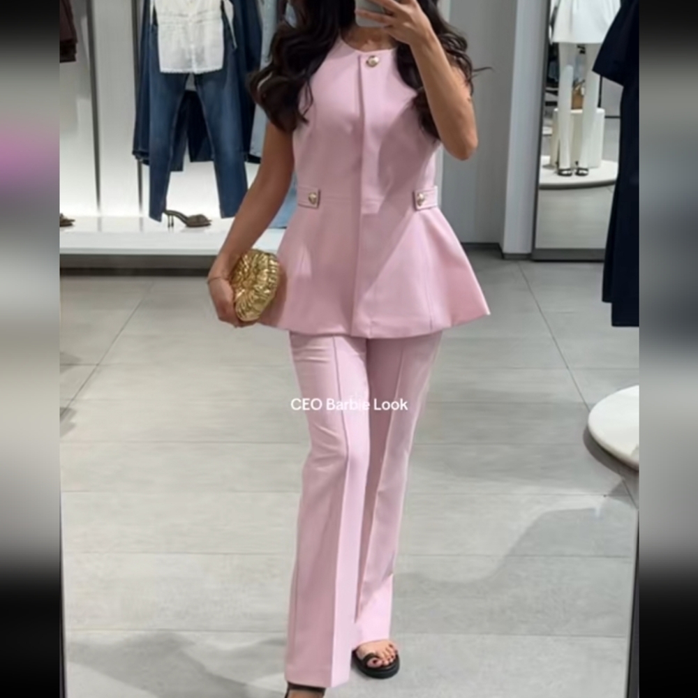 Zara 2pcs Peplum Vest + Flare Pants Co-ord Set - Picture 3 of 10